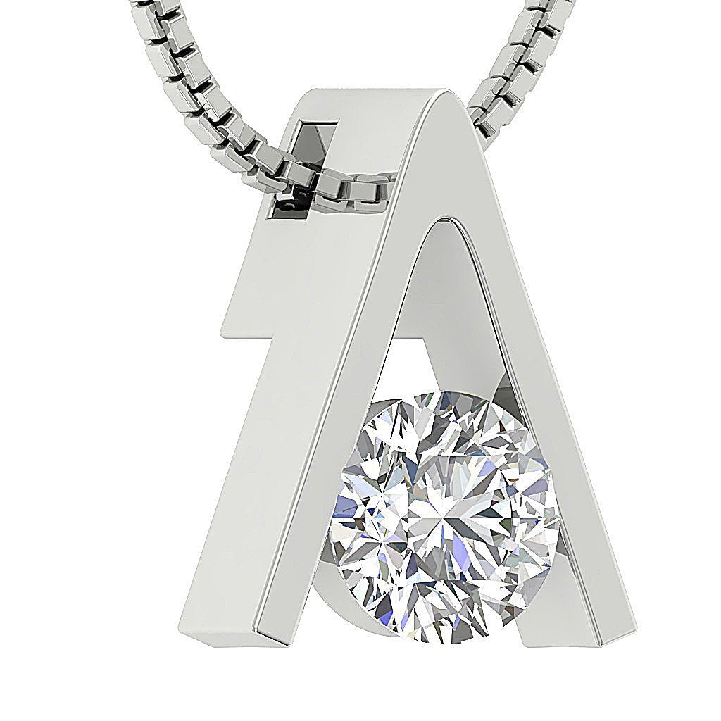 VS1/SI1/I1 0.50 Ct 14k/18k White Yellow Rose Gold Solitaire Pendants Round Cut Diamonds Bar Set 5.50 MM