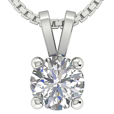 14k/18k White Yellow Rose Gold SI1/I1 G 0.80Ct Solitaire Pendants Round Diamonds Prong Set 5.70MM