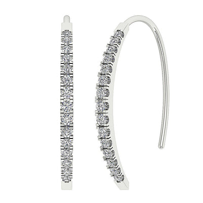 Dangle Wedding Earrings Genuine Diamond SI1/I1 G 0.40 Ct 18k/14k Solid Gold Prong Set