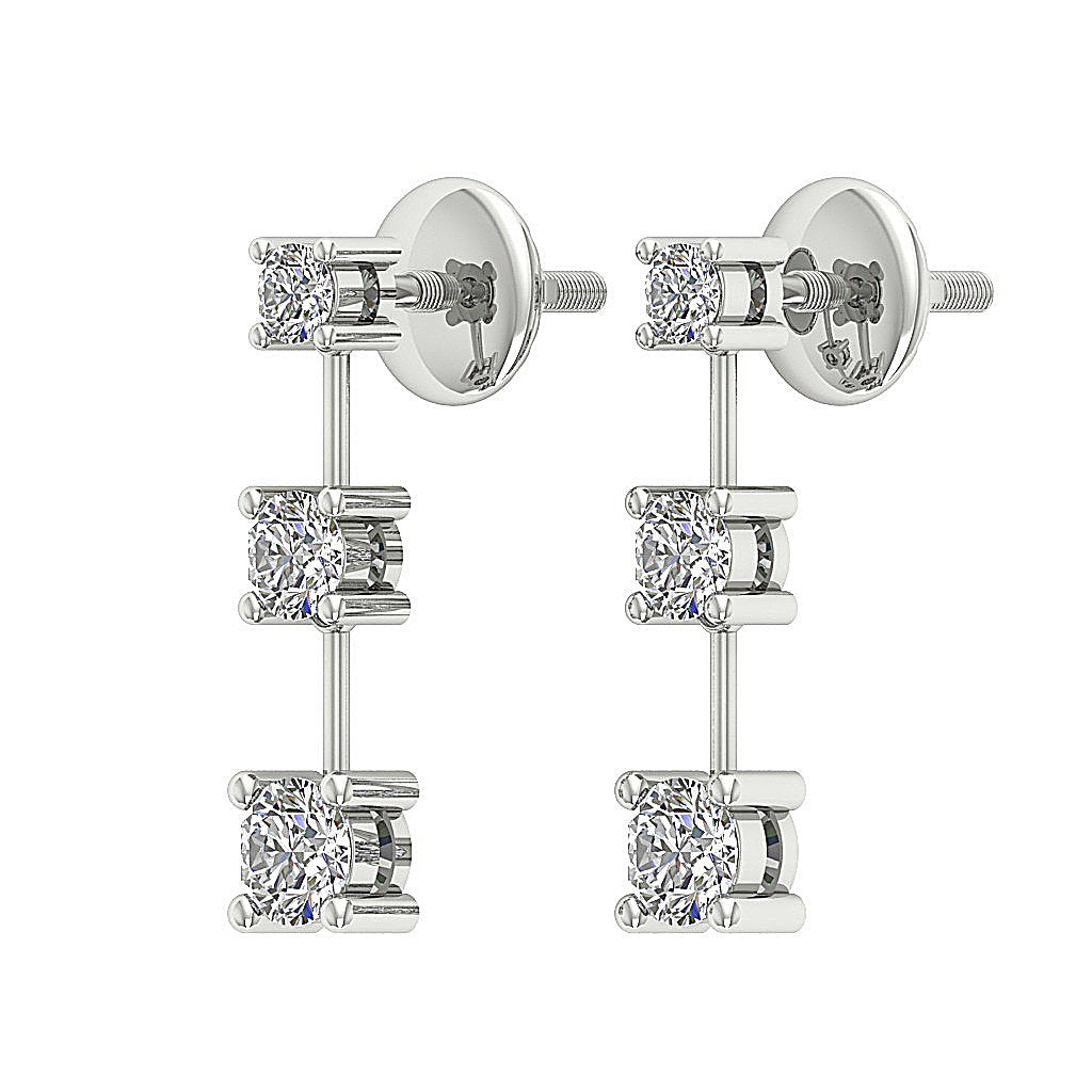 SI1/I1 G 0.55 Ct Dangle Engagement Earrings Natural Diamonds 18k/14k Yellow Gold Prong set