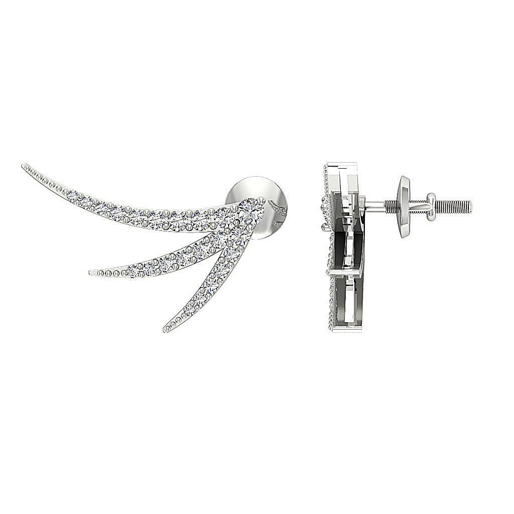 Round Diamond Fashion Anniversary Earrings SI1/I1 G 0.60 Ct 18k/14k White Gold Prong Set