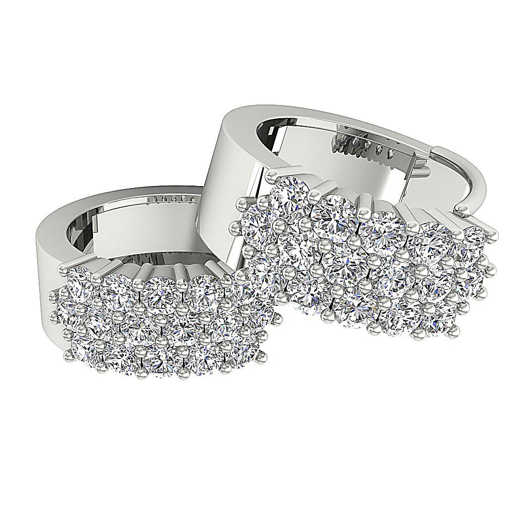 Designer Natural Cut Diamond 14k White Gold Earring