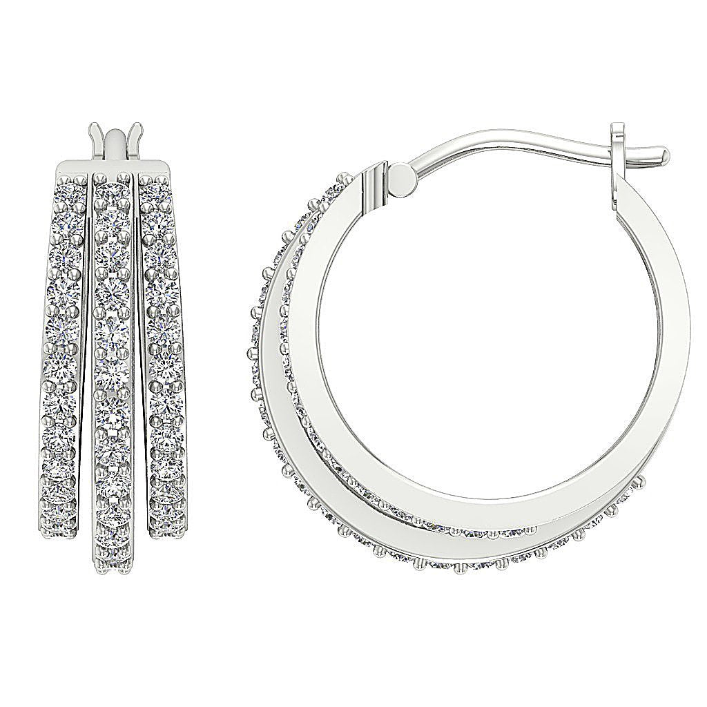 DesignerGenuineCutDiamond14kWhiteGoldEarring