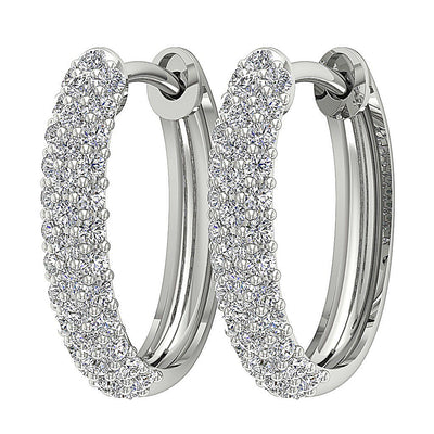 Large Hoops Engagement Earrings Natural Diamond VVS1/VS1/SI1/I1 1.20 Ct 18k/14k Yellow Gold Prong Set