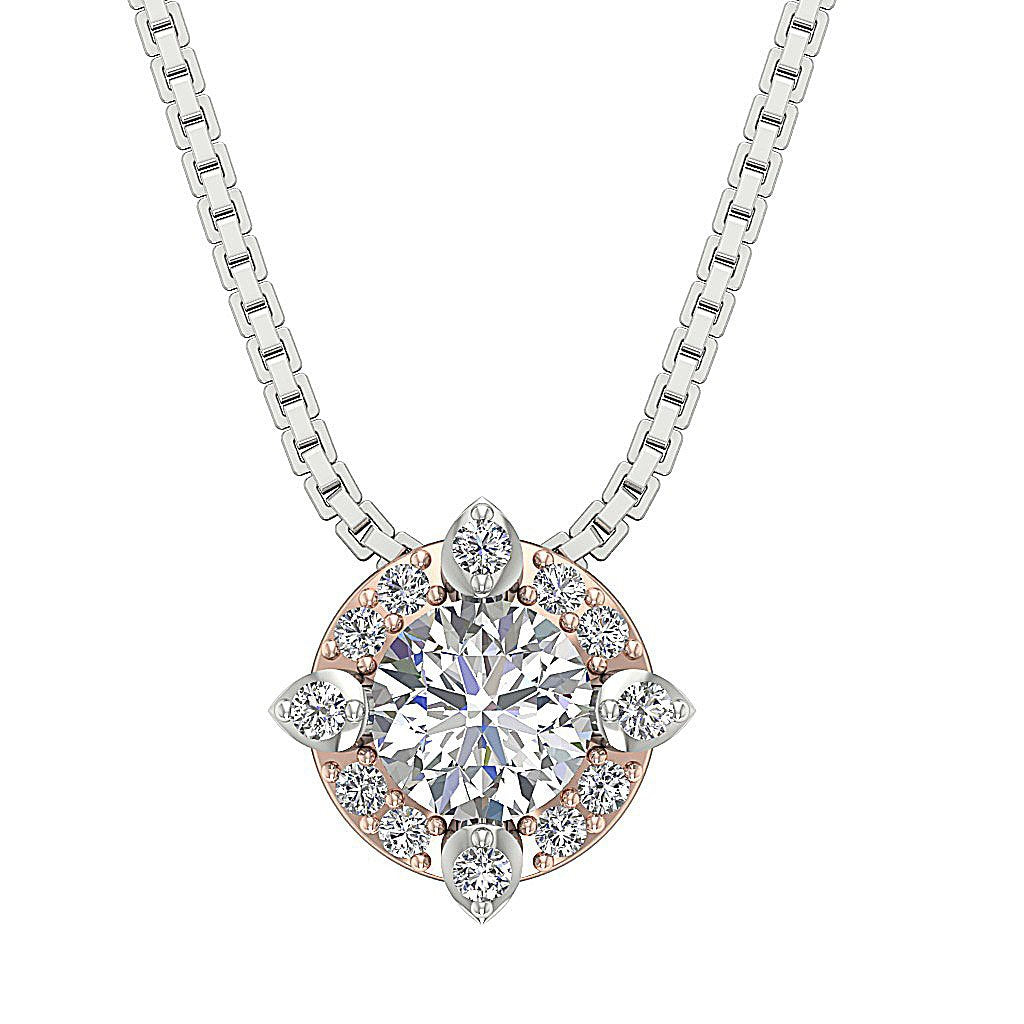 Halo Cluster Pendants 14k/18k Gold Natural Diamonds VS1/SI1/I1 G 0.65 Carat