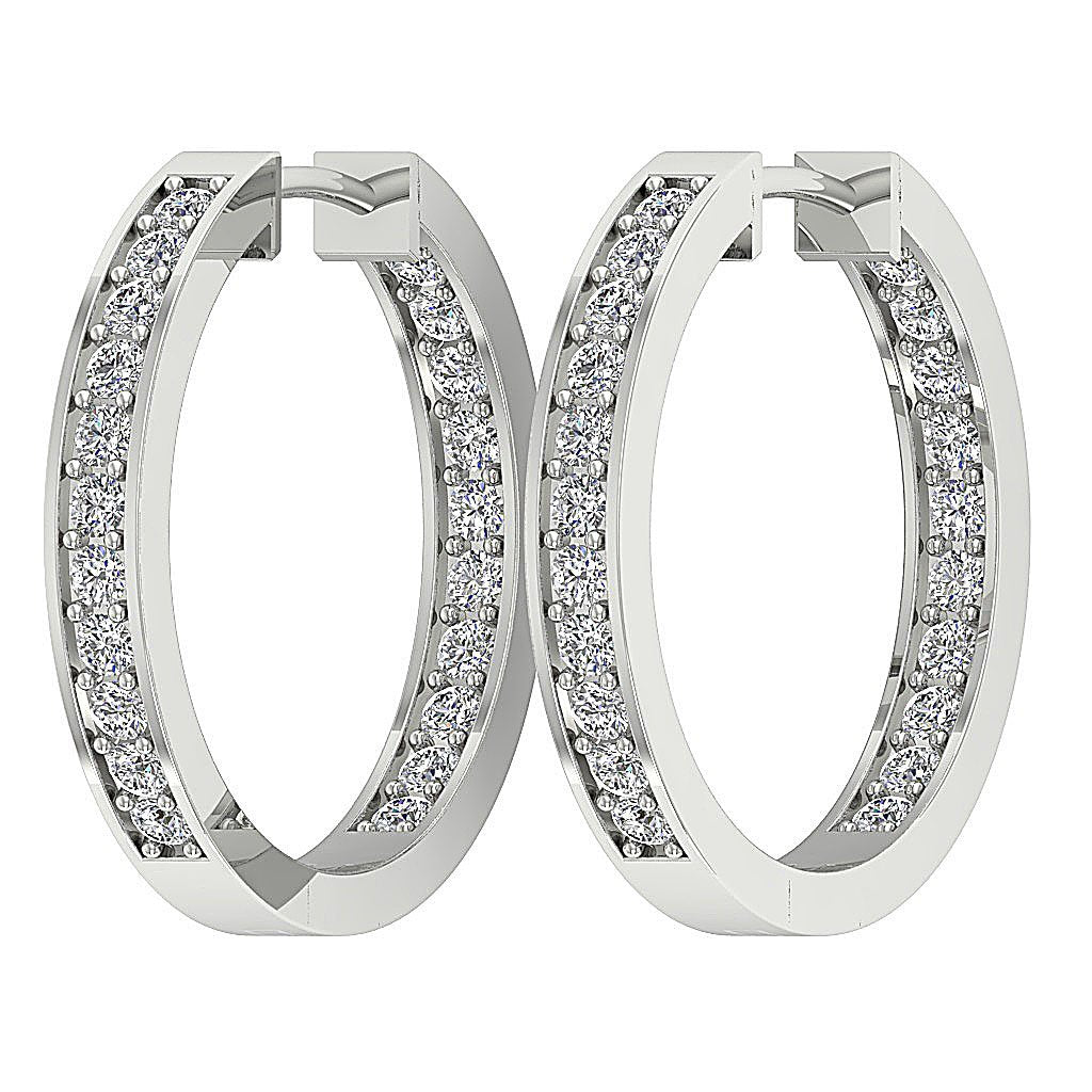 DesignerNaturalDiamond14kWhiteGoldChannelSetEarring