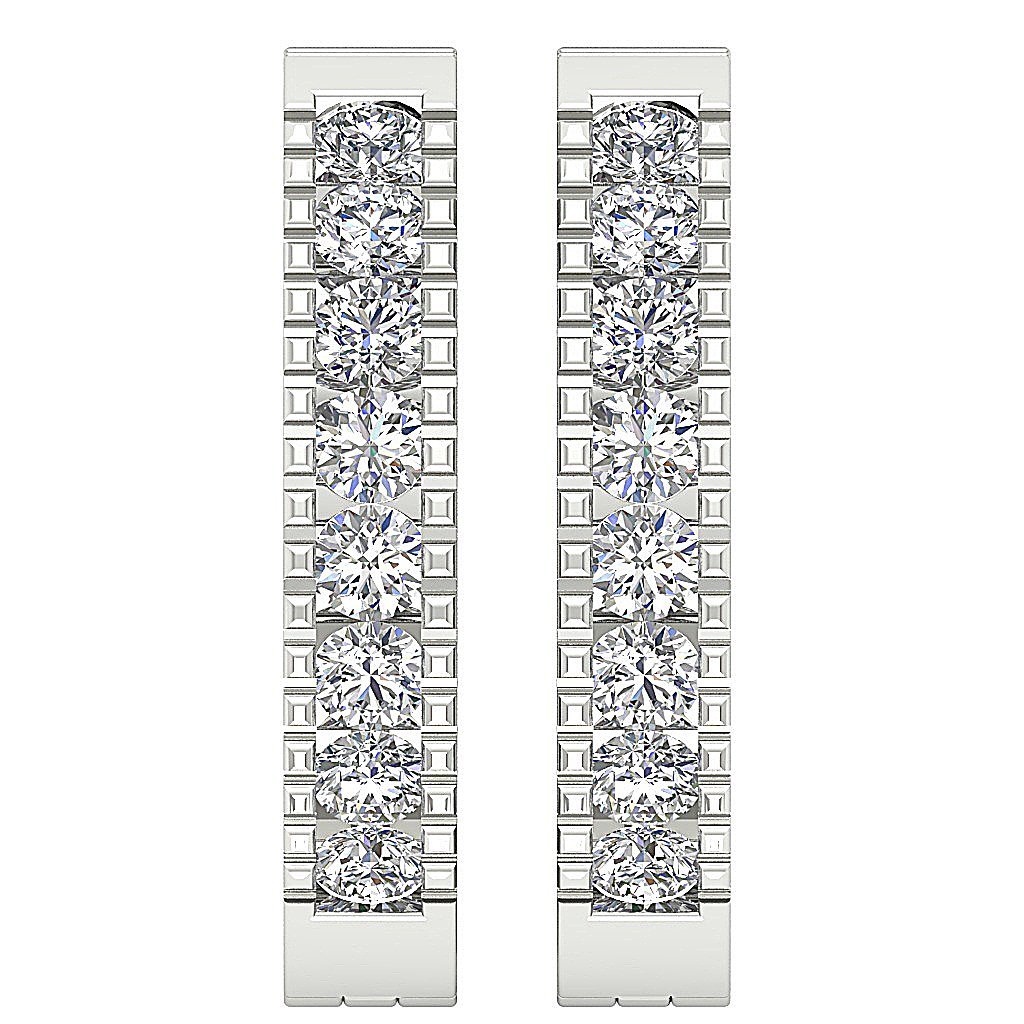 Designer Natural Cut Diamond White Gold Earring