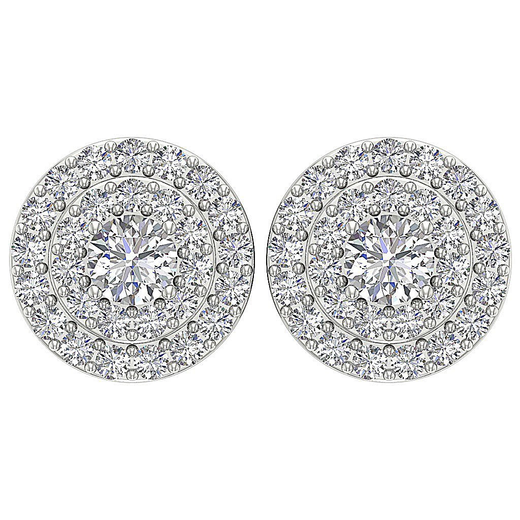 Halo Solitaire Studs Earrings I1 G 1.00 Ct 14k/18k Solid Gold Natural Diamonds