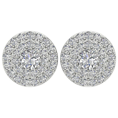 Halo Solitaire Studs Earrings I1 G 1.00 Ct 14k/18k Solid Gold Natural Diamonds