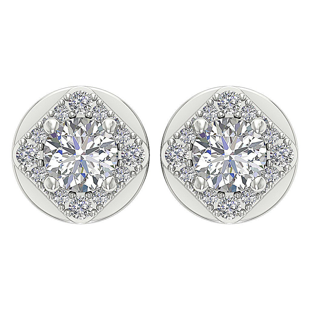 Designer Halo Solitaire Studs Earrings SI1 G 1.50 Ct 14k/18k Solid Gold Natural Diamond