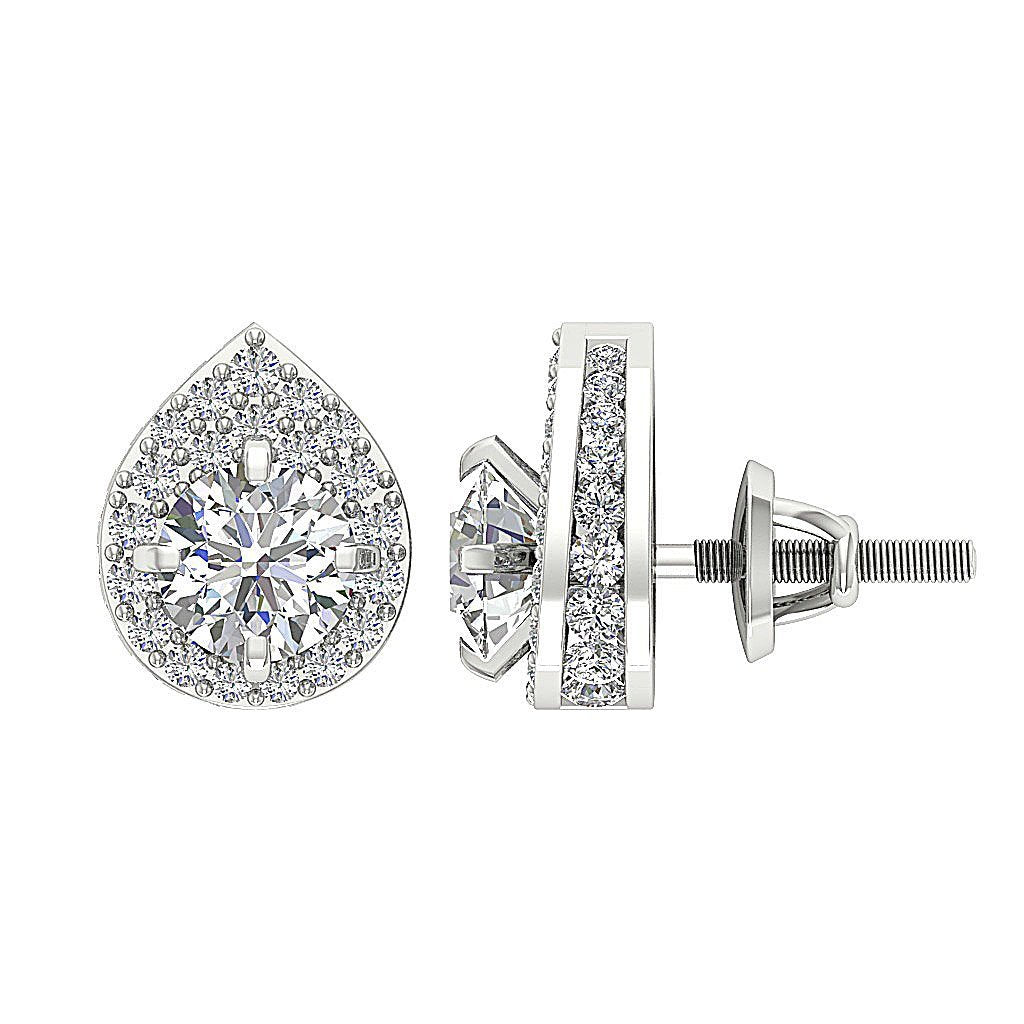 14k/18k Yellow Gold Round Diamond I1 G 1.75Ct Removable Jacket Halo Solitaire Stud Earring 7.80MM