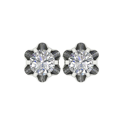 Natural Diamond Solitaire Studs Earring SI1/I1 G 0.30 Ct 14k/18k White Gold Prong Set