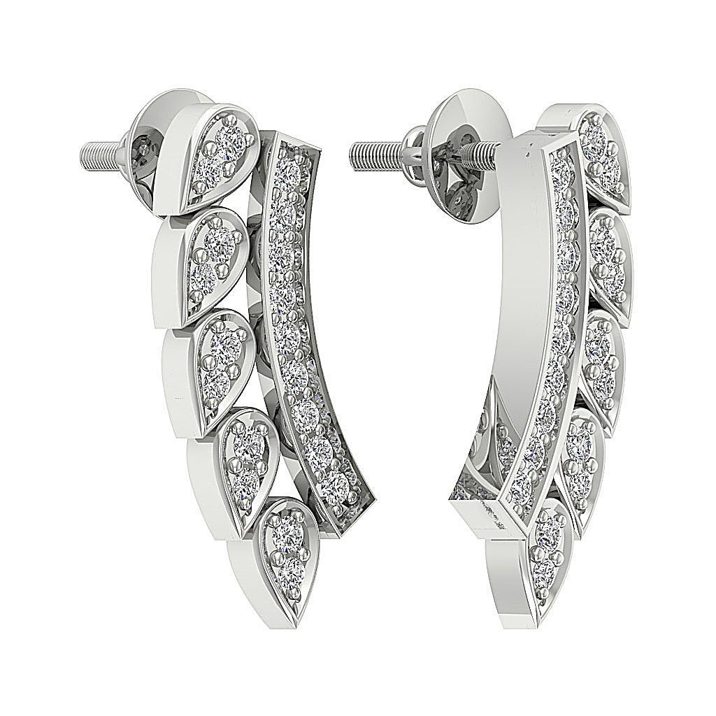 Prong Set Fashion Anniversary Earrings Round Diamond SI1/I1 G 0.45 Ct 18k/14k White Yellow Rose Gold