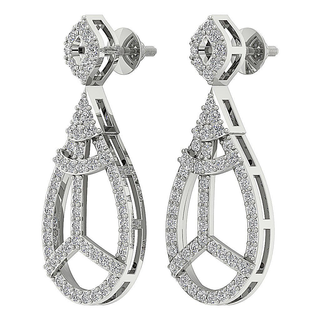 18k/14k Rose Gold Dangle Engagement Earrings Natural Diamond VVS1/VS1/SI1/I1 G 1.10 Ct Prong Set