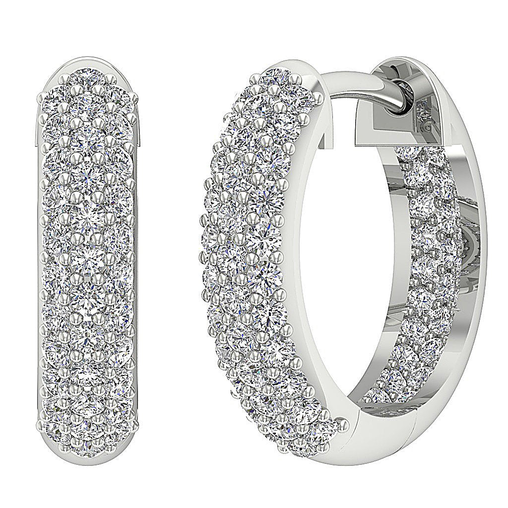 Prong Set Inside Outside Hoop Wedding Earrings Genuine Diamond SI1/I1 G 1.00 Ct 18k/14k White Yellow Rose Gold