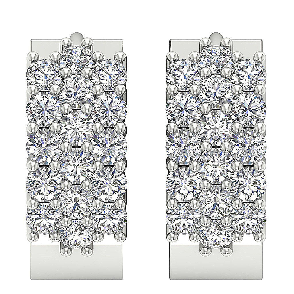 Designer Natural Diamond 14k White Gold Earring