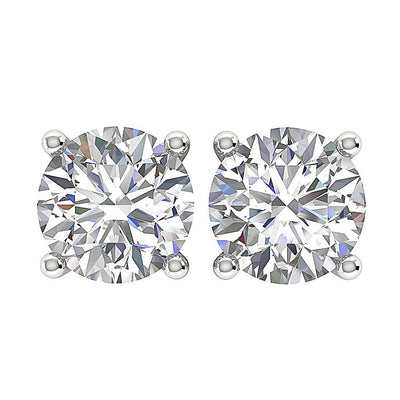 14k/18k White Gold Round Cut Diamonds I1 G 1.01 Ct Solitaire Studs Earrings