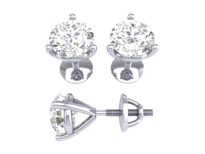 14k/18k White Gold Natural Diamonds SI1 G 0.30 Ct Solitaire Studs Earrings Martini Prong Set 3.10MM