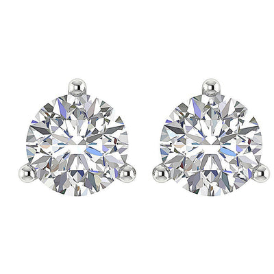 14k/18k Yellow Gold Round Diamonds I1 G 0.85 Ct Solitaire Studs Earrings Martini Prong Set 4.80MM