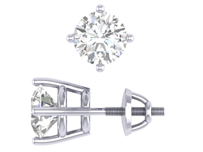 I1 G 1.60 Ct Solitaire 4 Prong Basket Studs Earrings 14k/18k Gold Round Cut Diamonds