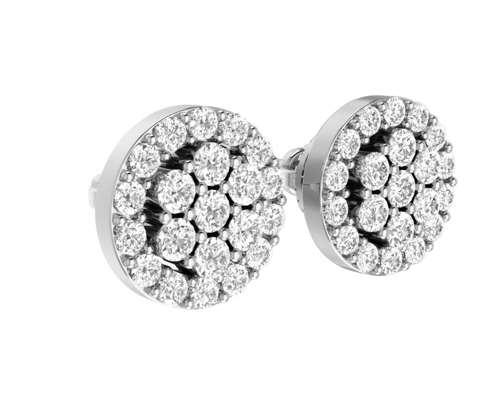 Designer Halo Solitaire Studs Earrings 14k/18k Solid Gold Natural Diamonds VS1 E 0.90 Ct