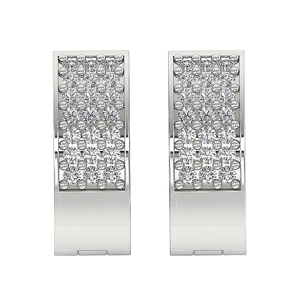 Designer Natural Diamond 14k White Gold Earring