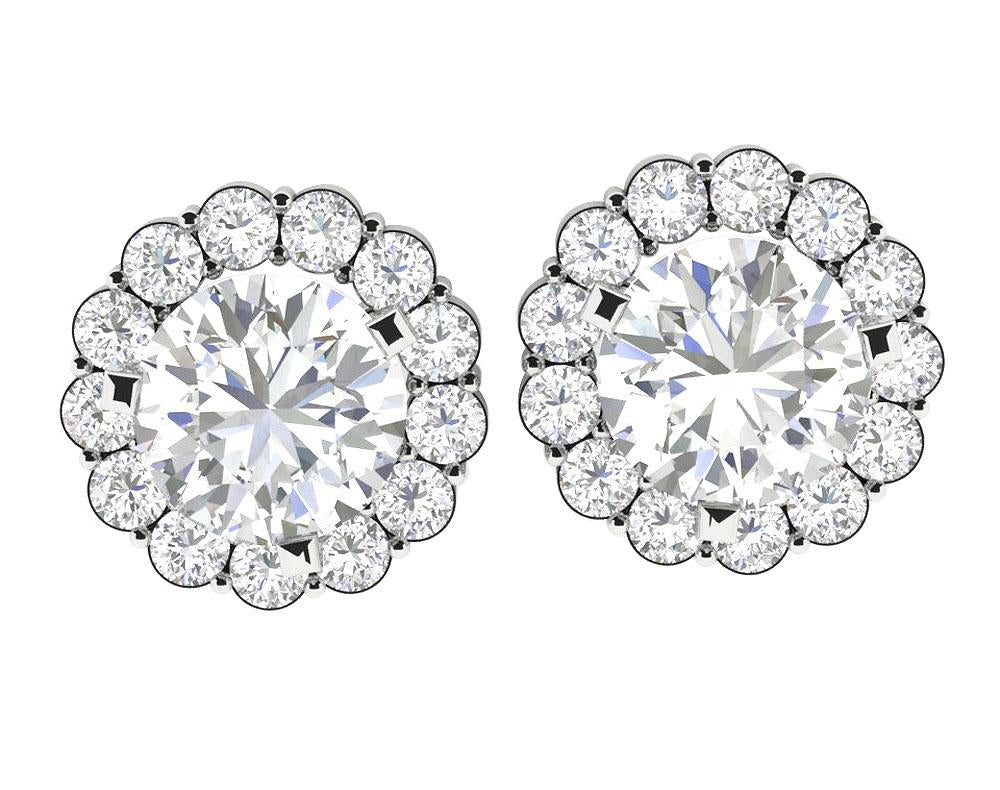 14k/18k Solid Gold Natural Diamonds SI1 G 1.45 Ct Removable Jacket Halo Studs Earrings Prong Set