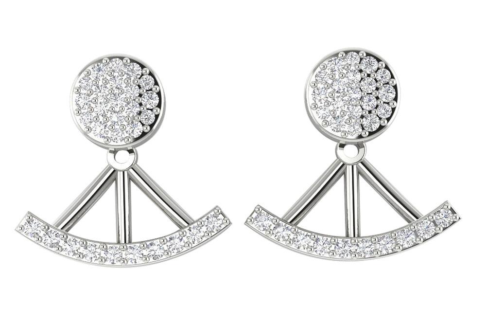 14k/18k Solid Gold Natural Diamonds I1 G 0.40 Ct Removable Jacket Studs Earrings Prong Set 13.78MM