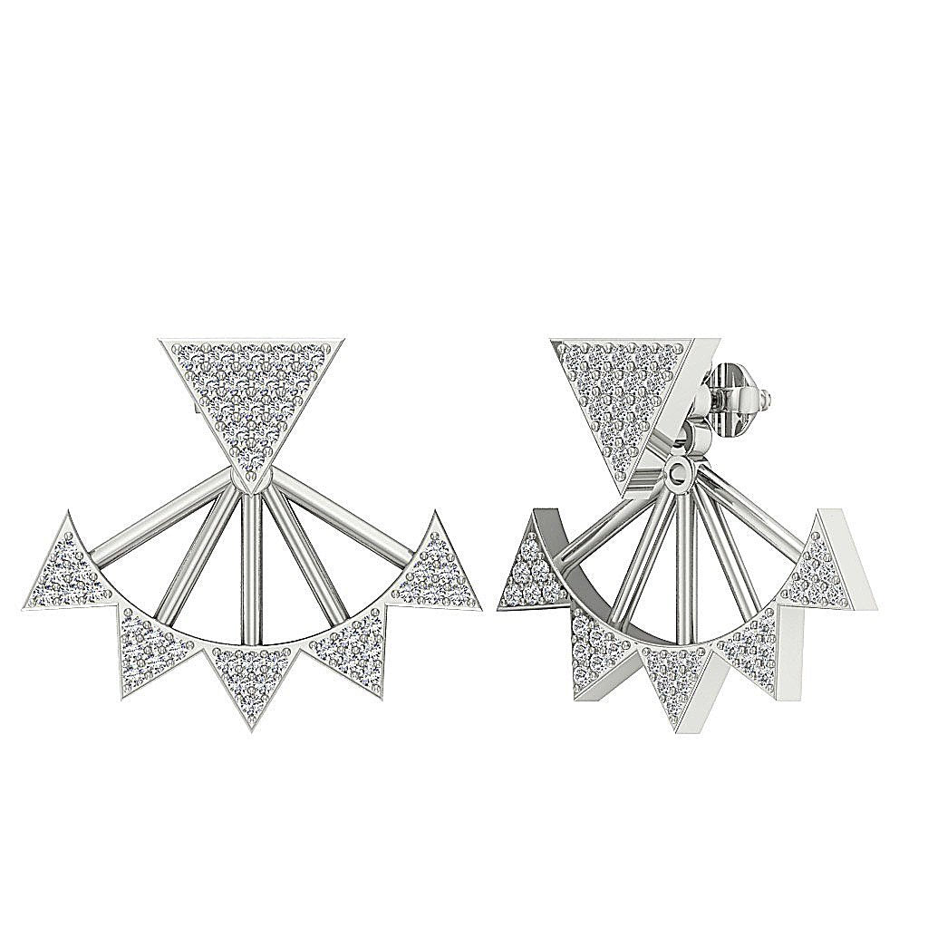 14k/18k Solid Gold Natural Diamonds I1 H 0.55 Ct Removable Jacket Studs Earrings Prong Set 20.88MM