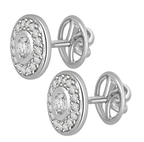 Designer Halo Solitaire Studs Earrings Pave Set 14k/18k Gold Natural Diamonds I1 G 0.50 Ct