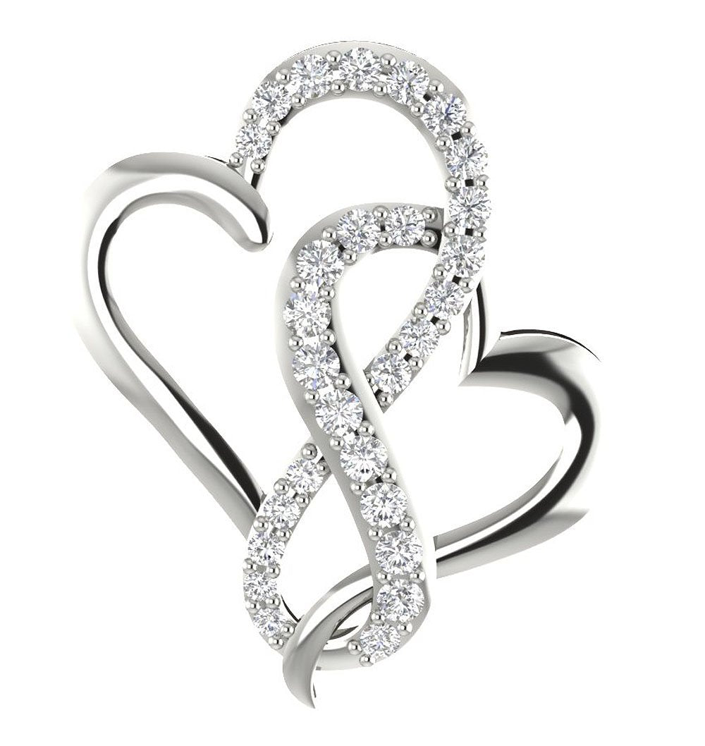 Heart Pendants SI1/I1 G 0.35 Ct Round Diamonds 14k/18k White Yellow Rose Gold