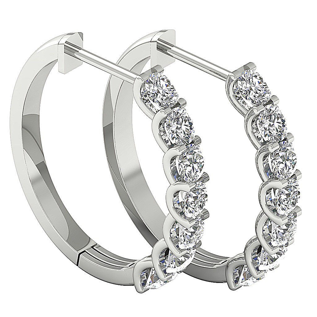 DesignerNaturalCutDiamondWhiteGoldHoopsEarring