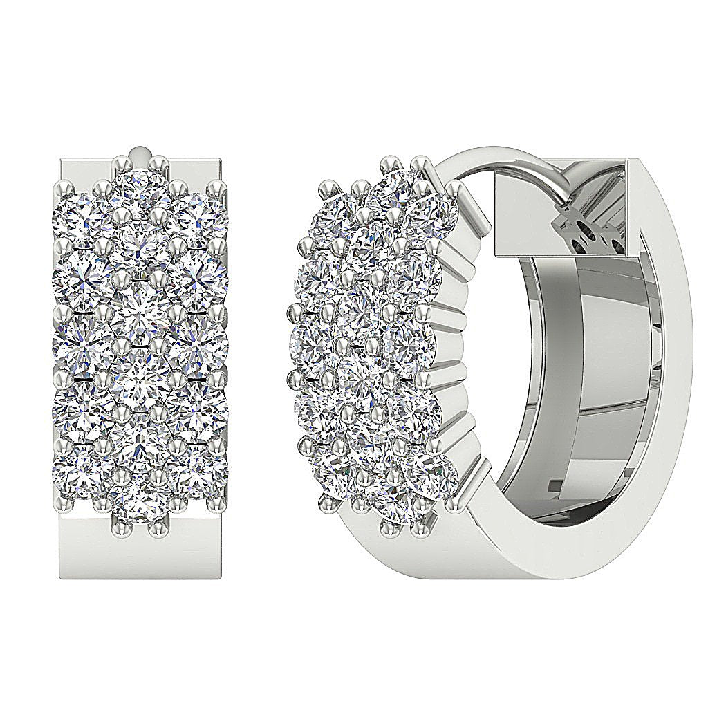 Designer Round Cut Diamond White Gold Hoops Earring