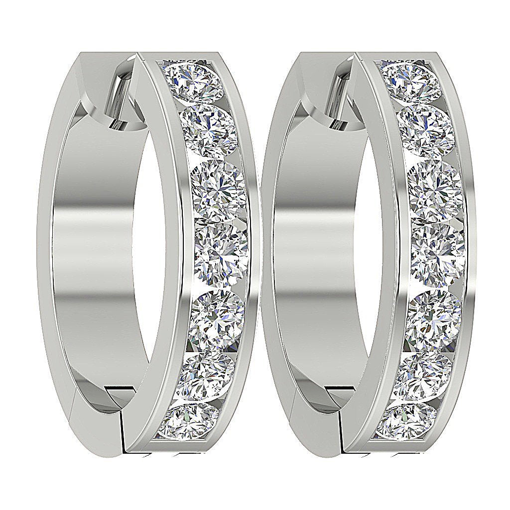 Designer Natural Diamond 14k White Gold Hoops Earring