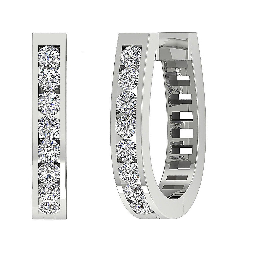 DesignerNaturalDiamond14kWhiteGoldHoopsEarring