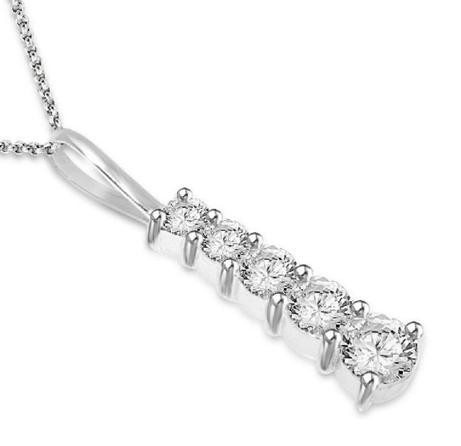 Journey Pendants SI1/I1 G 1.25 Ct Natural Diamonds 14k/18k White Yellow Rose Gold