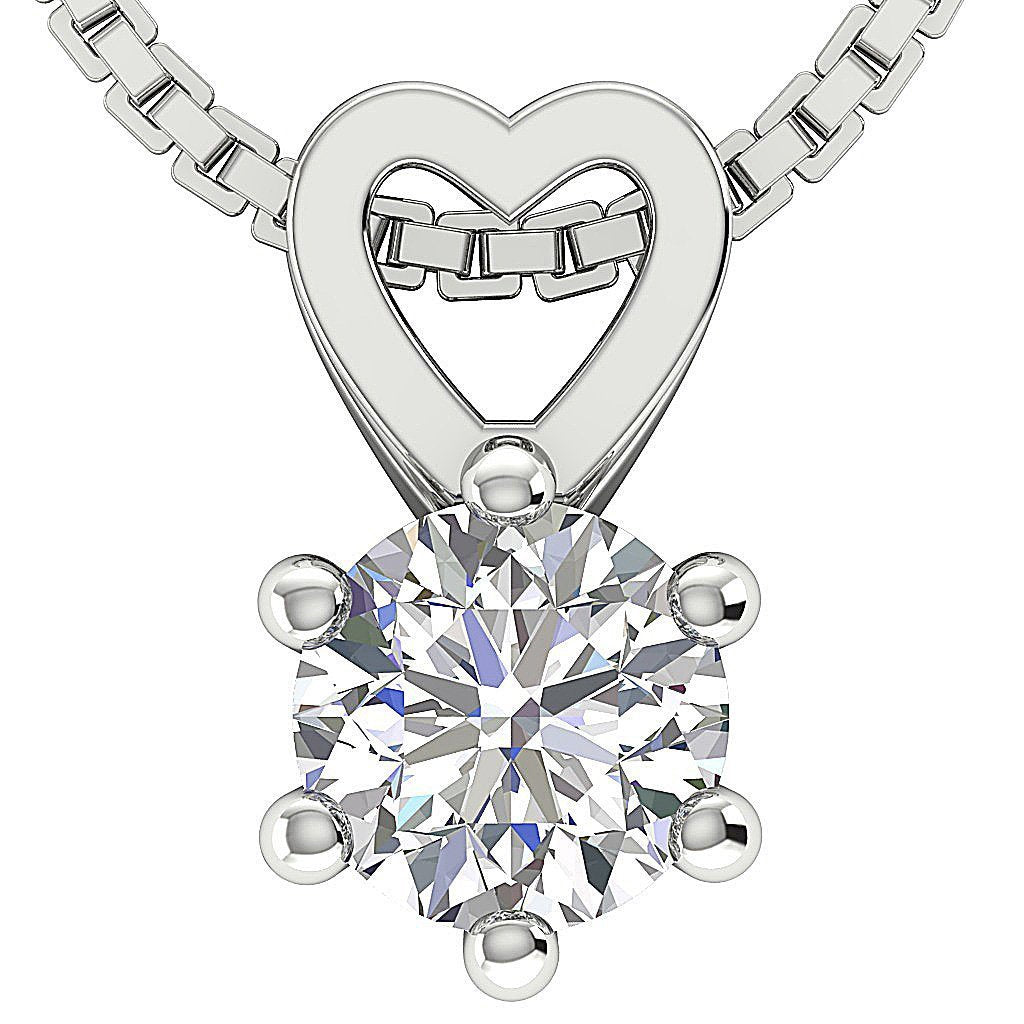 Solitaire Pendants 14k/18k White Gold VS1/SI1/I1 0.50 Ct Genuine Diamonds