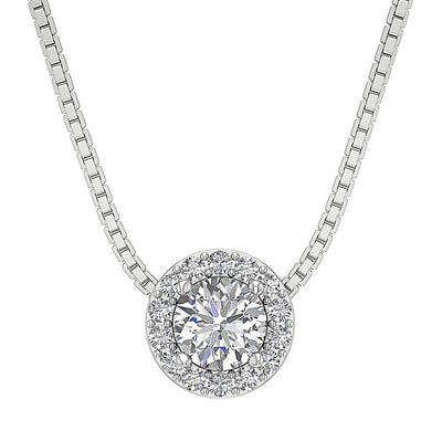 Halo Cluster Pendant I1/SI1 G 1.00Ct Round Cut Diamond 14k/18k Solid Gold