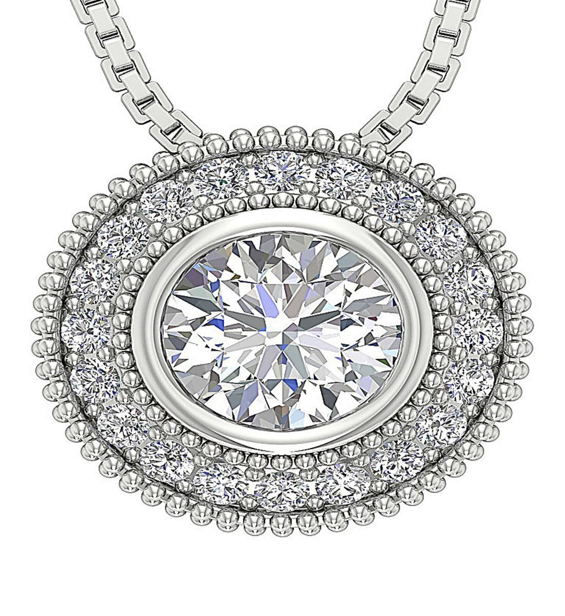 Halo Pendants Prong Bezel Set 14k/18k White Yellow Rose Gold Natural Diamond I1/SI1 G 1.35 Carat