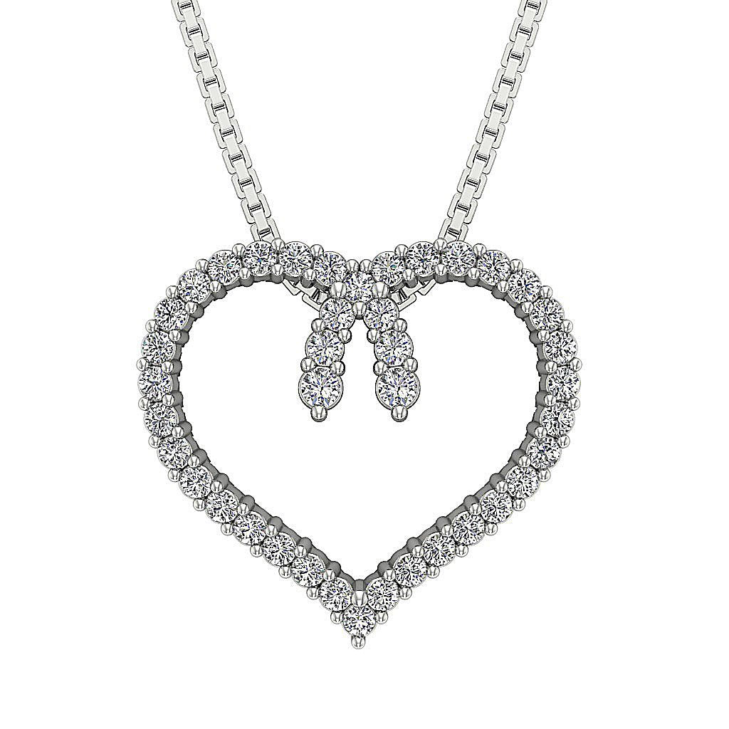 Heart Shape Pendants 14k/18k Solid Gold Natural Diamonds SI/I1 G 0.50 Ct