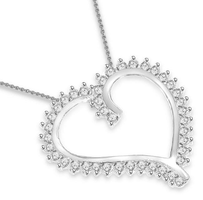 Heart Pendants SI1/I1 G 0.75 Ct Round Diamonds 14k/18k White Yellow Rose Gold