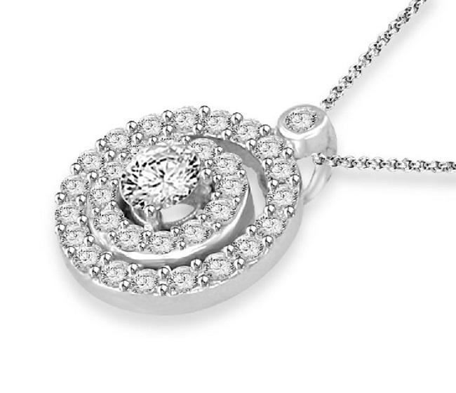 Double Halo Cluster Pendants 14k/18k White Yellow Rose Gold Natural Diamonds I1 G 0.75 Ct