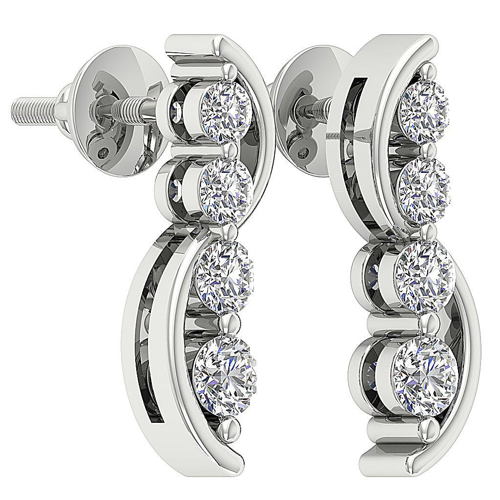 Prong Set Fashion Engagement Earrings Natural Diamond VVS1/VS1/SI1/I1 G 0.35 Ct 18k/14k White Yellow Rose Gold