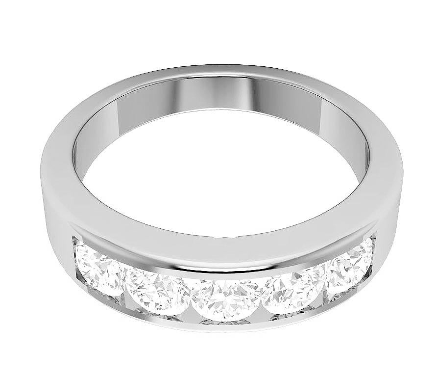 5.00 MM Five Stone Wedding Ring I1 G 1.00 Ct Genuine Diamond 14k Yellow Gold Channel Set