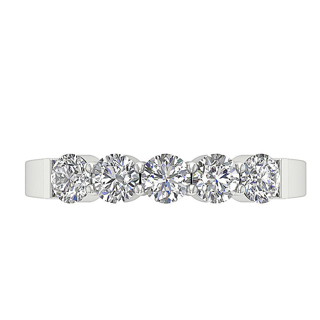 2.00 MM Five Stone Wedding Ring SI1 G 1.00 Ct Genuine Diamond 14k Rose Gold Prong Set