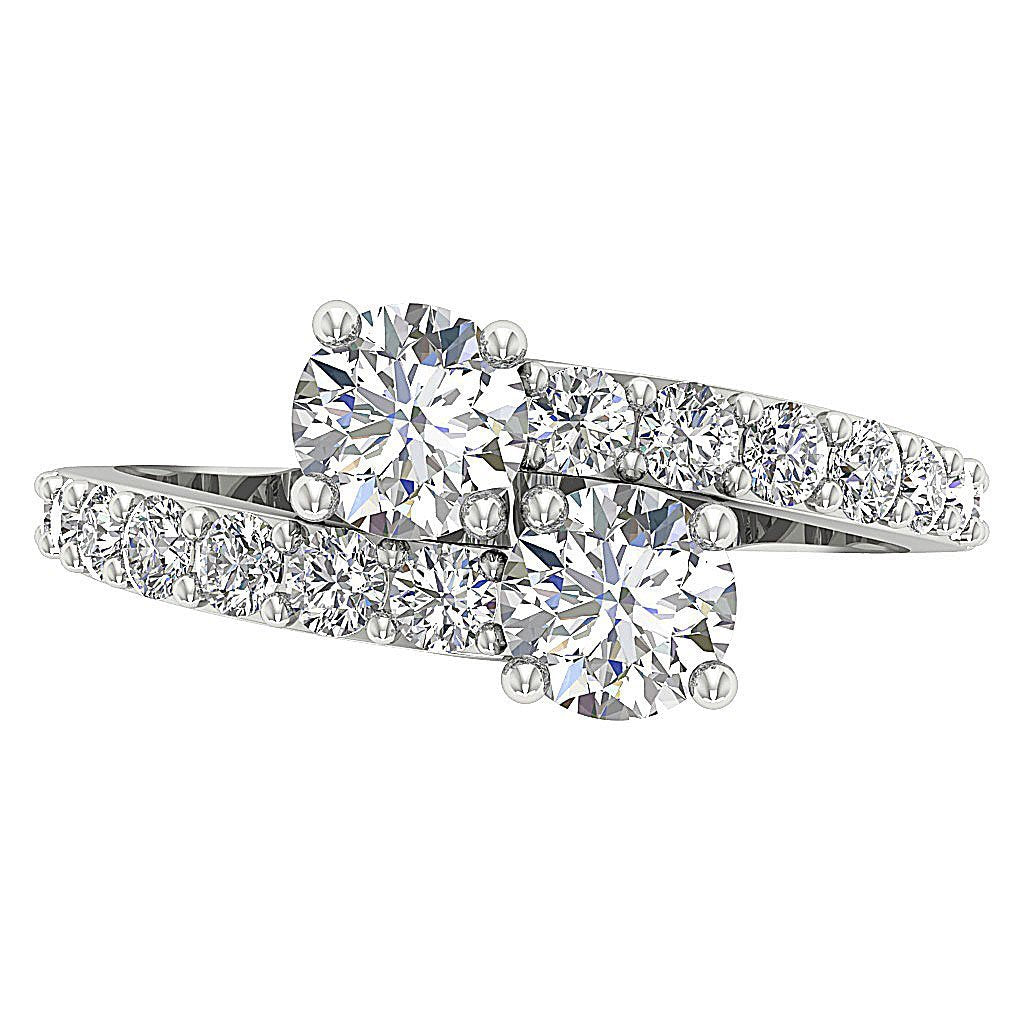 Forever Us Two Stone Wedding Ring Genuine Diamond SI1 G 1.85 Ct Prong Set 14k Solid Gold
