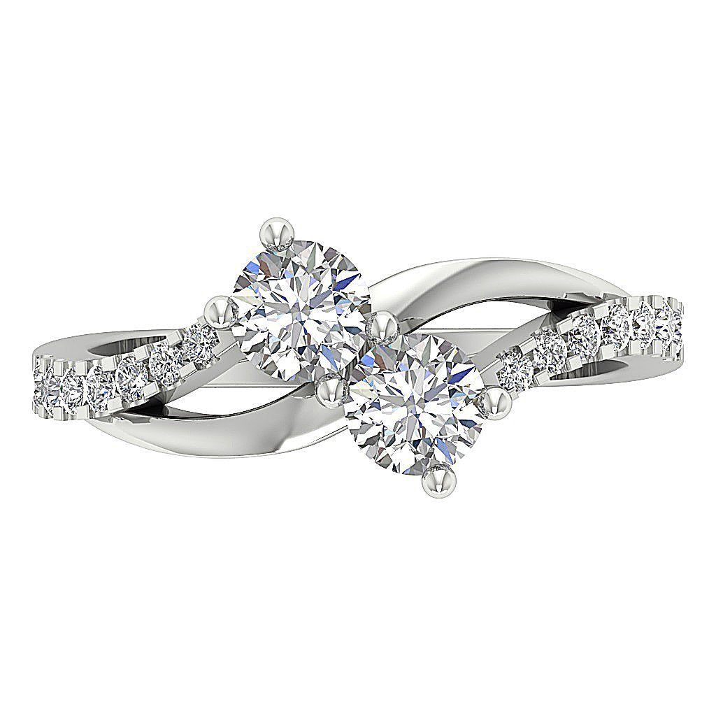 Prong Set SI1 G 1.10 Ct Forever Us Two Stone Anniversary Ring Round Diamond 14k Rose Gold