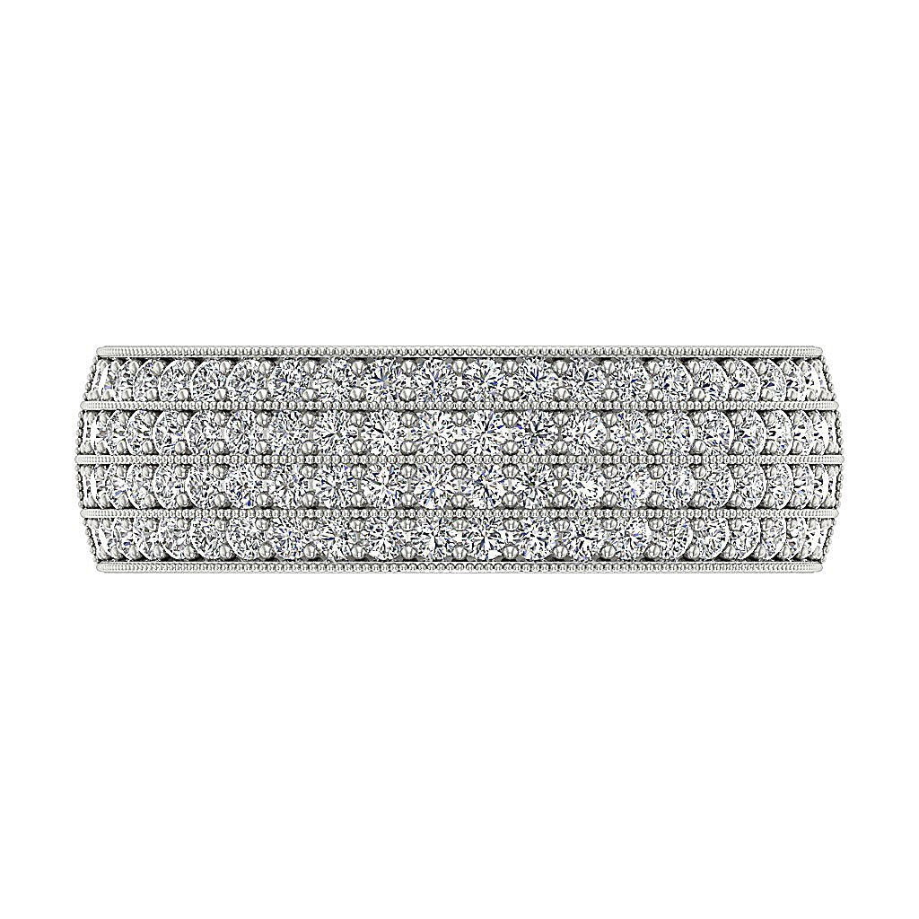 14k White Gold Petite Anniversary Ring SI1 G 0.90 Ct Natural Round Diamond Pave Set 7.20MM