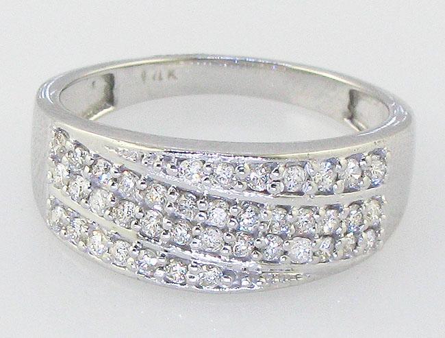 Genuine Diamond Designer Right Hand Wedding Ring I1 G 0.60 Ct 14k White Gold Prong Set