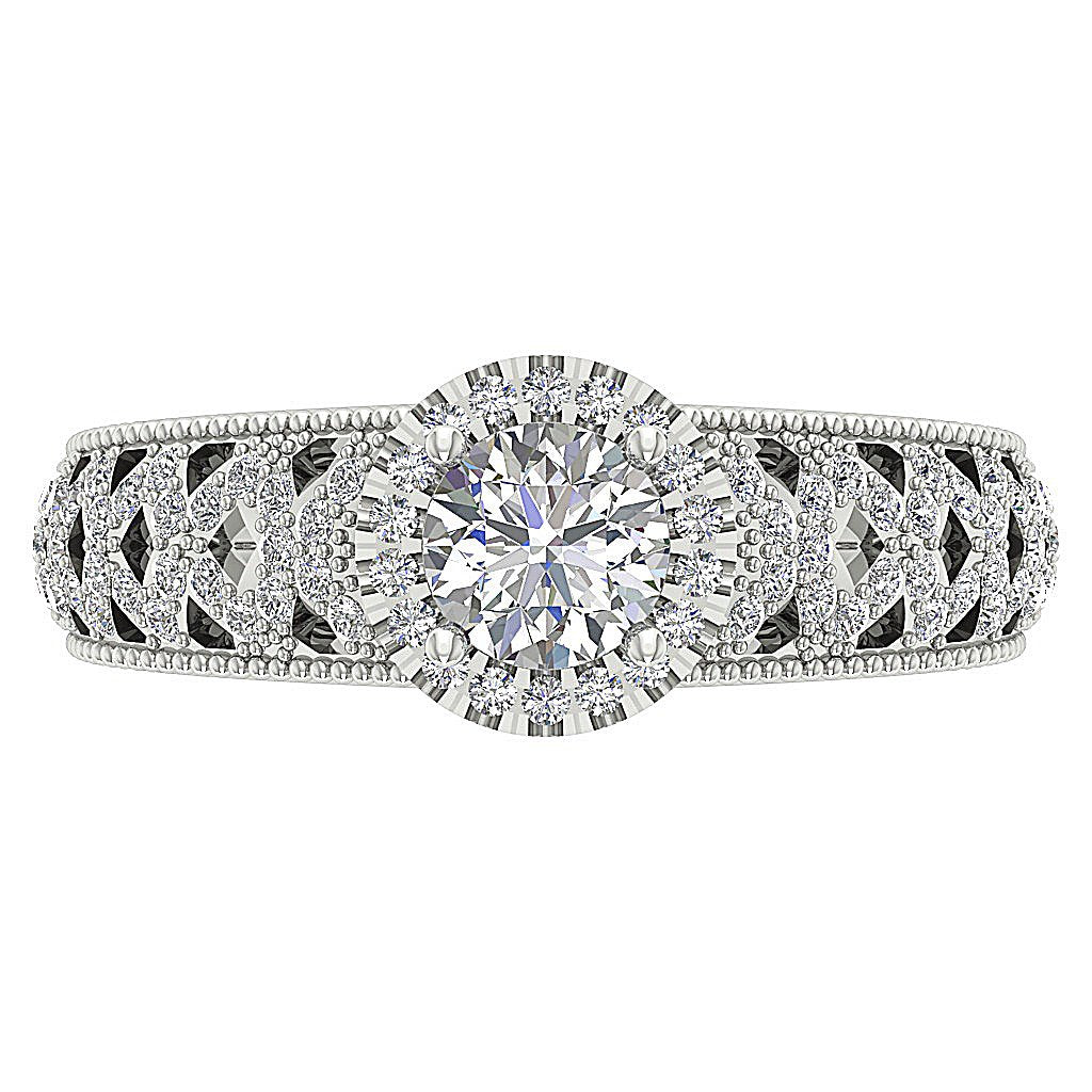 14k Rose Gold Milgrain Halo Solitaire Wedding Ring Genuine Diamond I1 G 1.60 Ct Prong Set